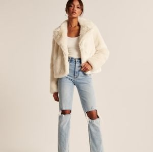 Abercrombie White Faux Fur Coat